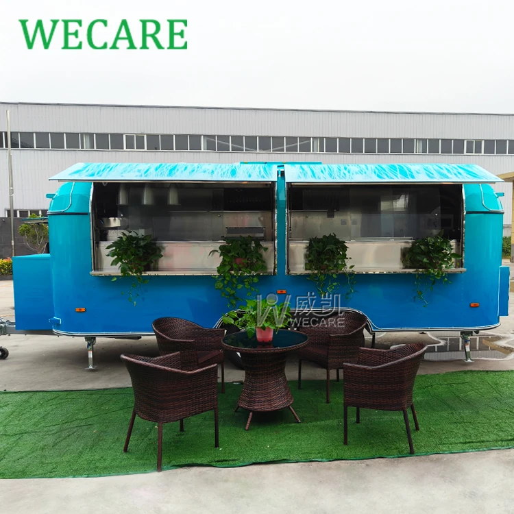 WECARE Street Food Service Kitchen Car Pizza Coffee Catering Trailer Manufacturer Airstream Food Truck with Snack Machines