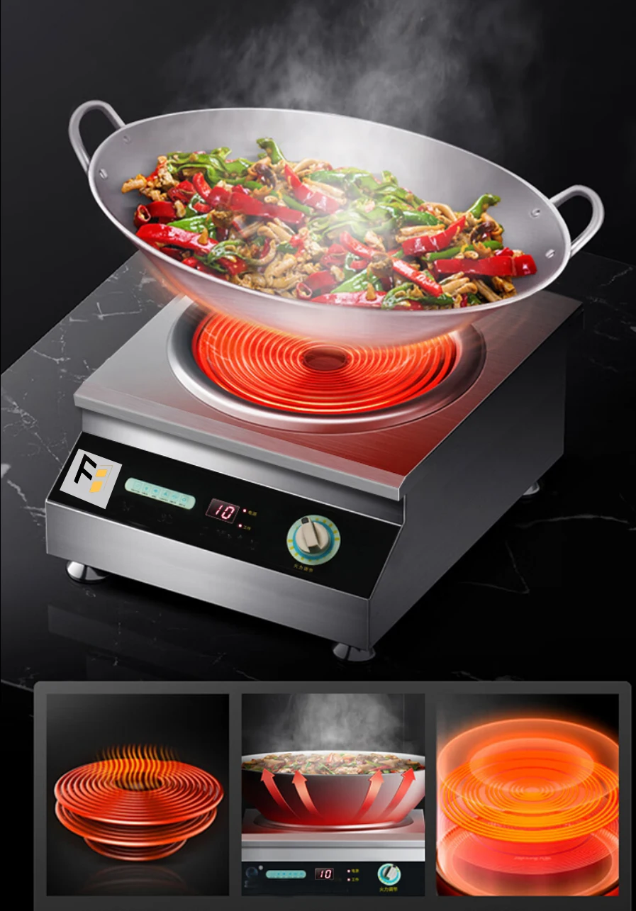 Hot Selling Household Kitchen Utensils with 5kW Single Head Plate Core Concave Stove for Stir Frying