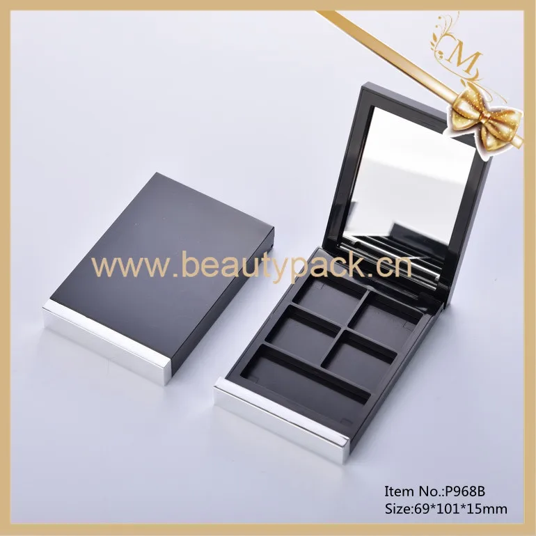 
Best Price Custom 4 Color Black Empty Magnet Eyeshadow Case with Brush Luxury 