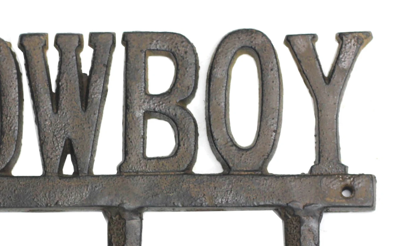 Cast Iron Decorative Wall Organizer Hooks - Cowboy Iron Key Rack - Three Hanging  - Hat , Bag, Coat Rack, Towel