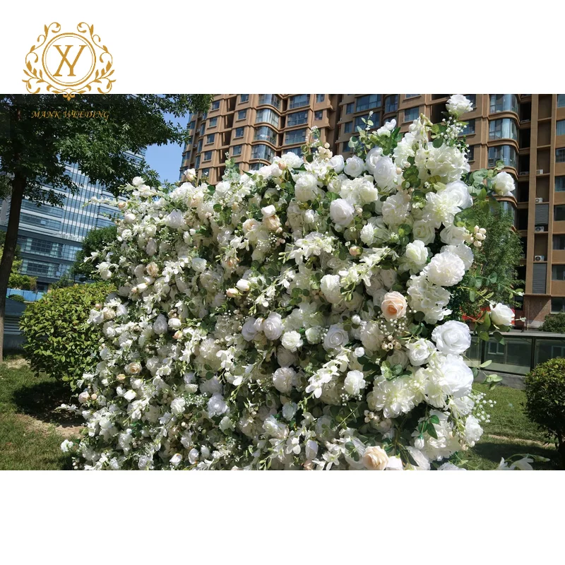 Large Artificial White Rose Flower Wall Photo Backdrops Simulated Flower Wall Background for Wedding Party Decorations