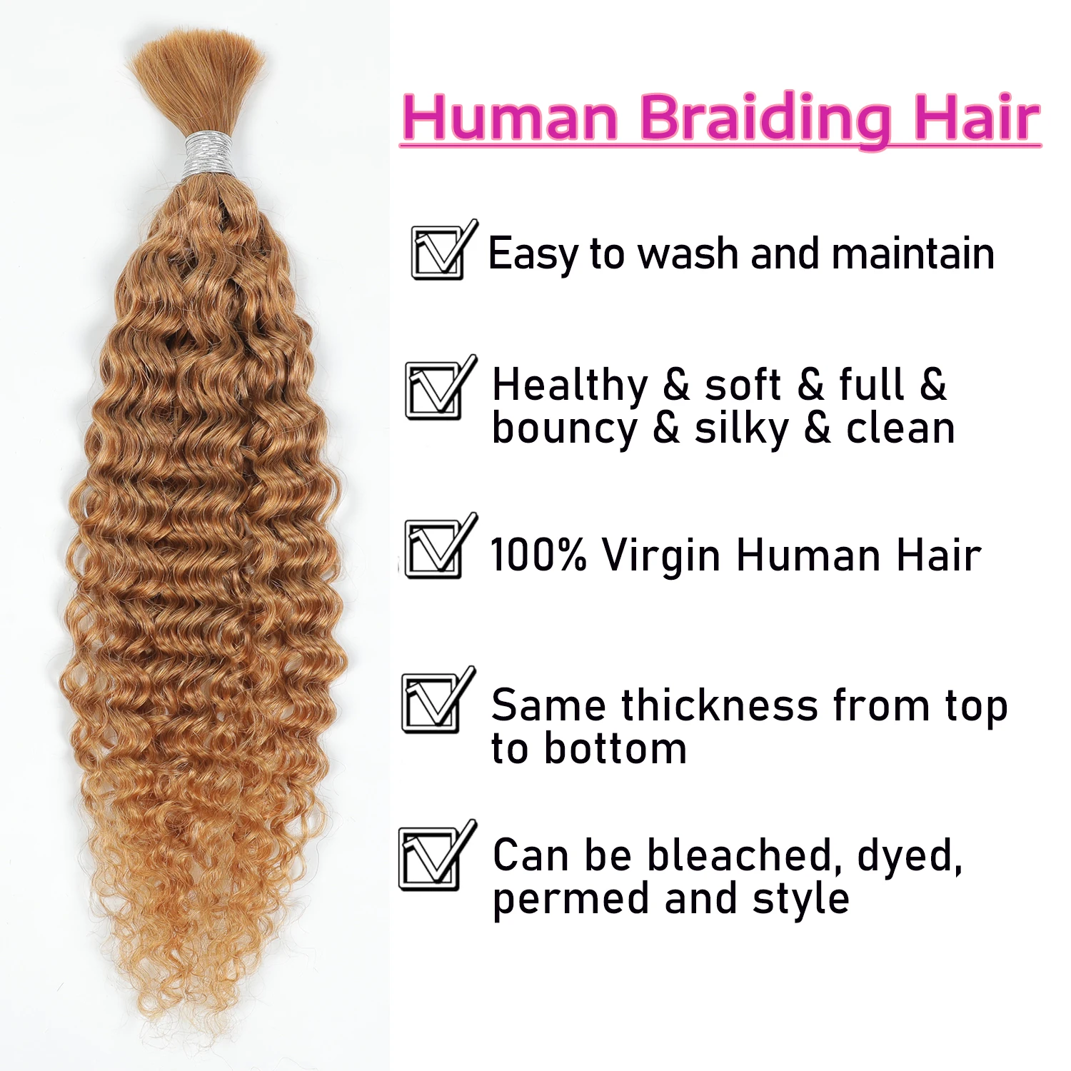 Factory Wholesale 100% Natural Color Hair Hot Selling Products 2024 Bulk Weave Water Wave 50g Human Branding Hair Extension