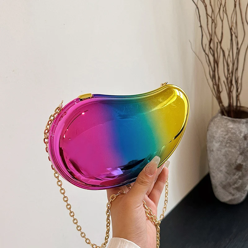 New Ladies Mango Shoulder Bag Acrylic Mirror Plated Makeup Handbag Trendy Beach Bag