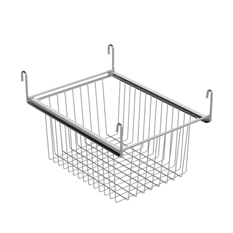 RTS   Chrome Metal Wire Hanging Basket L: 47CM Sliding Hook Type sStorage Baskets For  Anti-Rust Bathroom Towel Rack Shelf