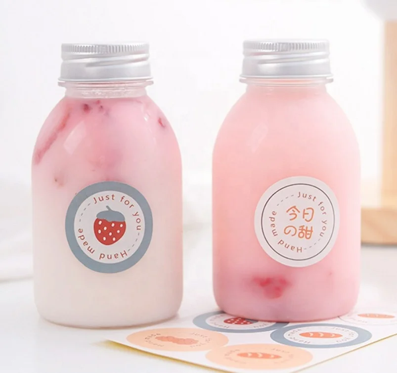 Wholesale 250ml 350ml Mini Soda Bottle Champagne Juice Beverage Drink PET Bottle Plastic Milkshake Bottle