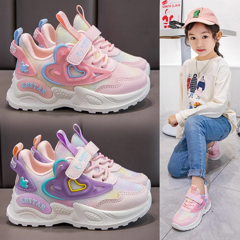 Girls Children Walking Shoes Anti-slip and Breathable Running Sports Shoes Lightweight Wholesale Cheap