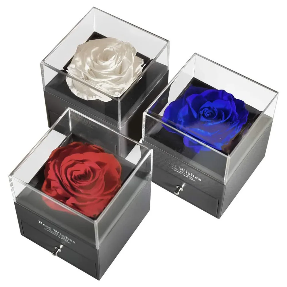Factory Wholesale Ecuadorian Luxury 16 Preserved Roses Bridal Bouquets In A Box