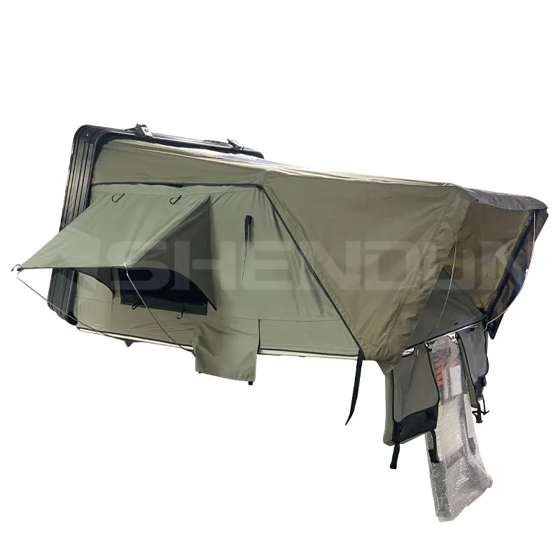 Car Aluminum Shell Roof Top Tent And Awning Hard Shell Roof Top Tent 4 Person roof top tent Aluminum With Solar Outdoor