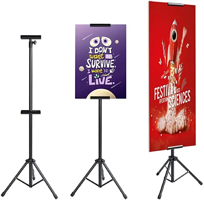 Heavy Duty Tripod Banner Stand Black Stainless Steel Tripod Banner Stand for Advertising