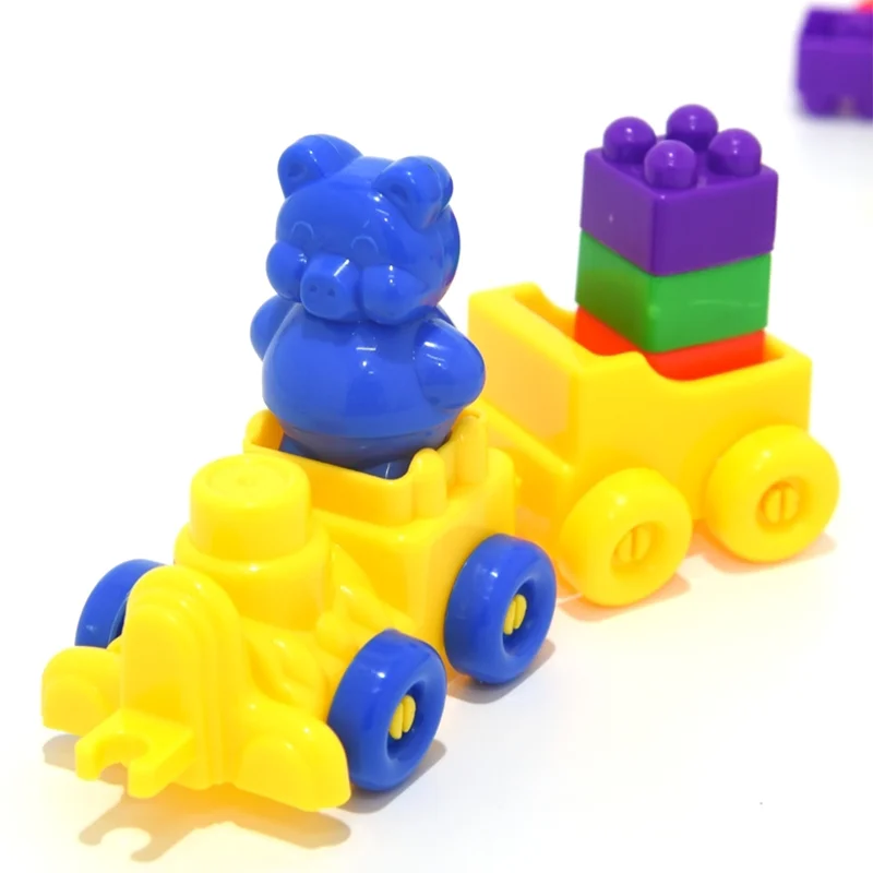 Kindergarten school toy train building blocks educational plastic toys toy car building blocks set