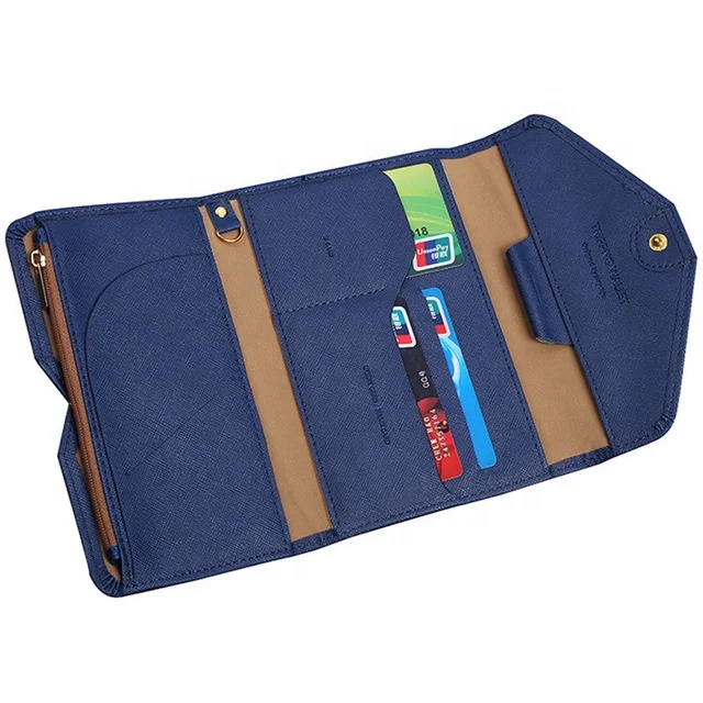 Wholesale Travel Wallet Family Zipper Large Multi Plain Saffiano Pu Leather Fancy Cheapest Passport Holder