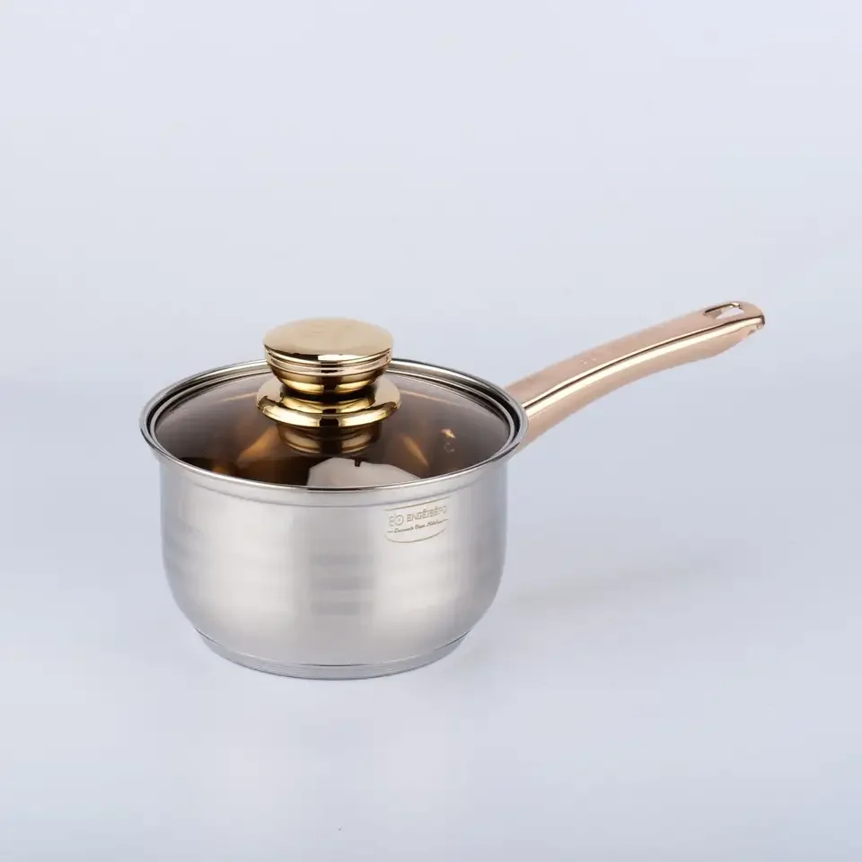 High Quality Easy Clean Cookware Sets Stainless Steel 201/304 Gold Plated Handles Oem Acceptable
