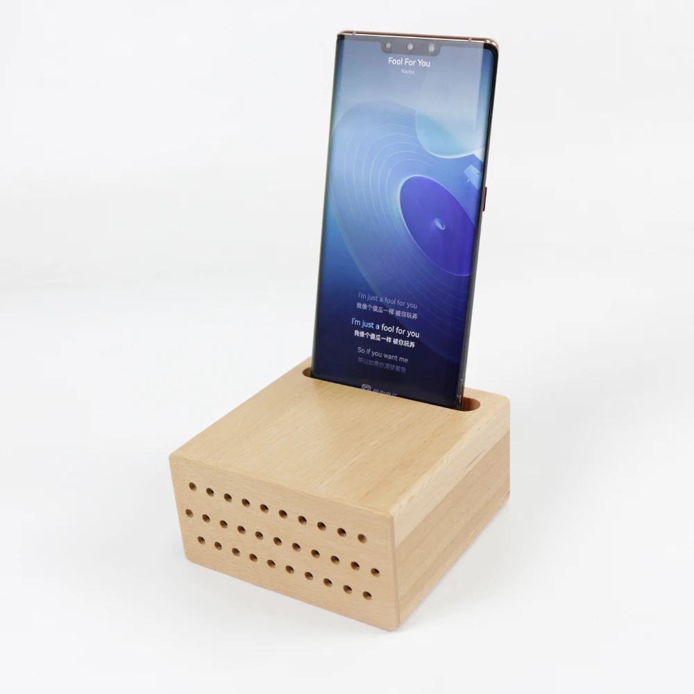 Mini Loudspeaker Wood Phone Loudspeaker Sound Amplifiers Wooden Wireless Speaker Mobile Phone Stand Holder