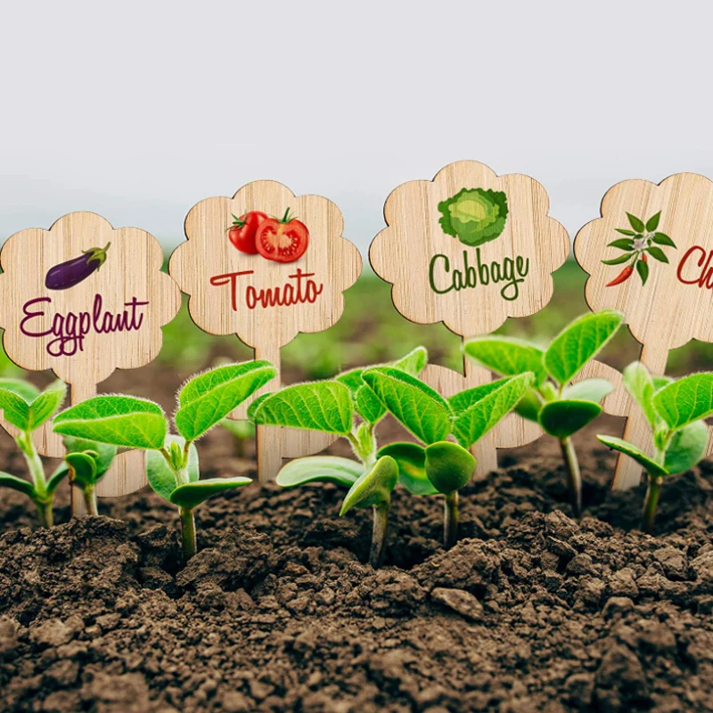 Garden Plant T-type Tags Markers Nursery Pots Garden Decoration Seedling Tray Plant Labels Bamboo Mark Tools
