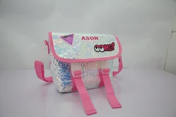 Iridescent fabric cute kids school shoulder bag