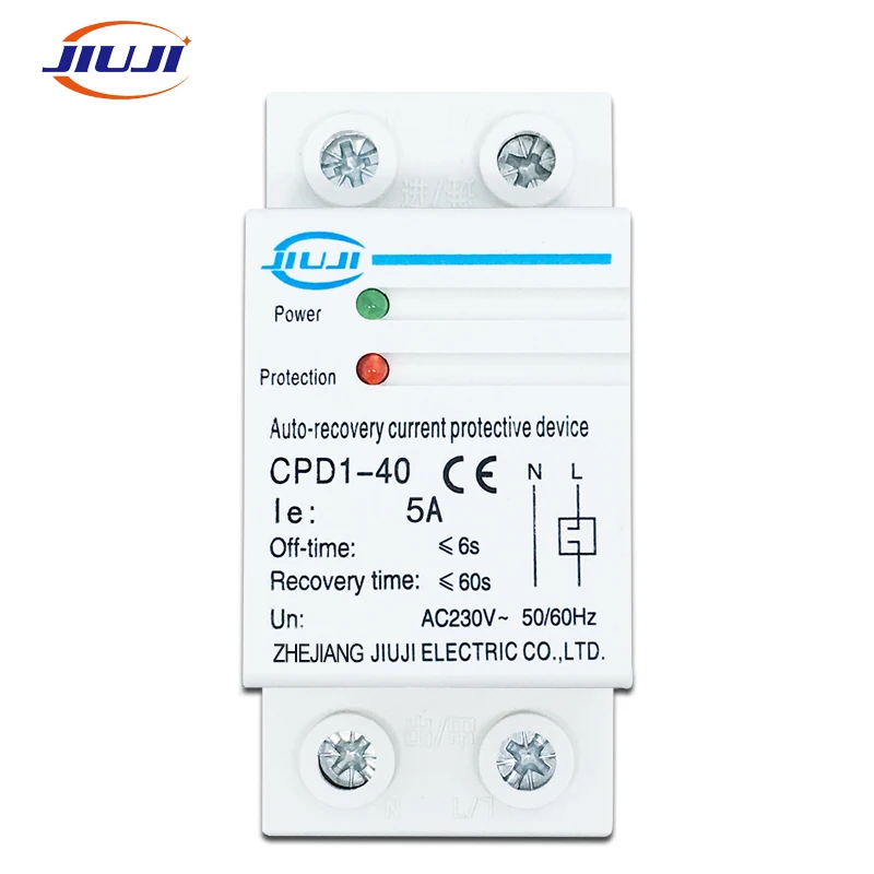 5A 5ampere 1150W Household Din Rail Automatic Recovery Reconnect Current Limiting Protective Device Protector
