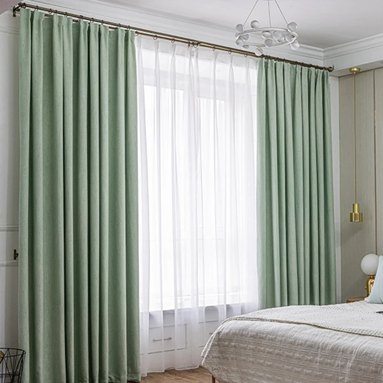 Wholesale pure color  style polyester gauze  linen curtains