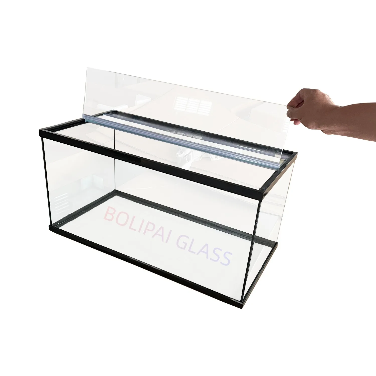 Customized black frame low iron glass fish tank aquarium with lids