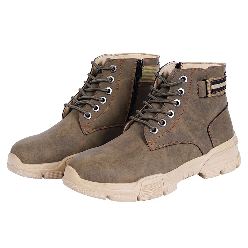 Factory Custom Mens Casual Shoes Brown Ankle Boots Leather Durable Shock-Absorption Martin Boots