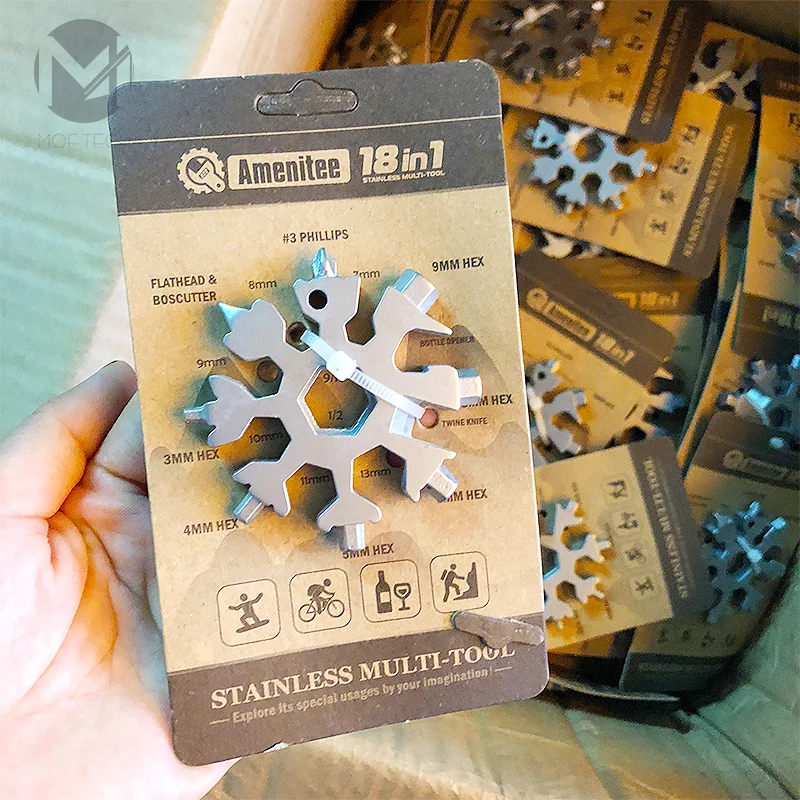 Promotional Items 18 in 1 Key Chain Tool Multi Tool Small Snowflake Multitool