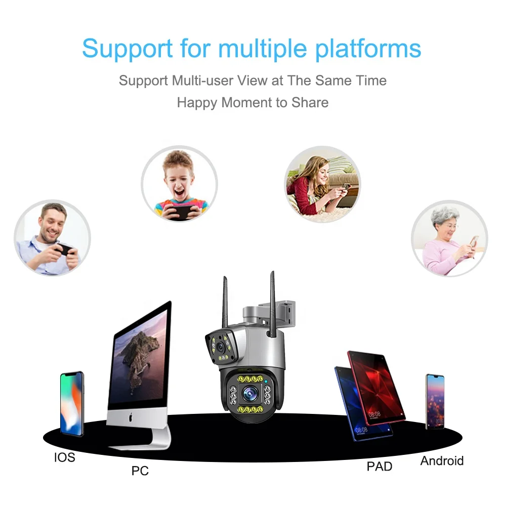 Outdoor Dual Lens Human Detection Camera System Waterproof Network CCTV Bullet PTZ Wifi Camera