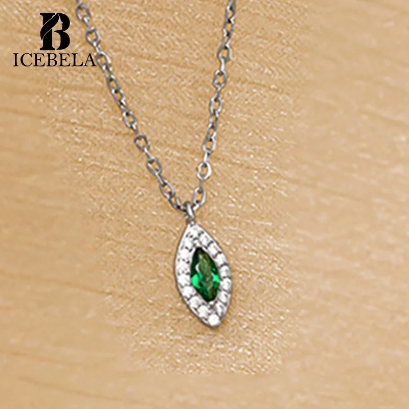 Wholesale 925 Sterling Silver Necklaces Luxury Elegant Vintage Fine Jewelry 14k Gold Plated Emerald Pendant Necklaces For Women