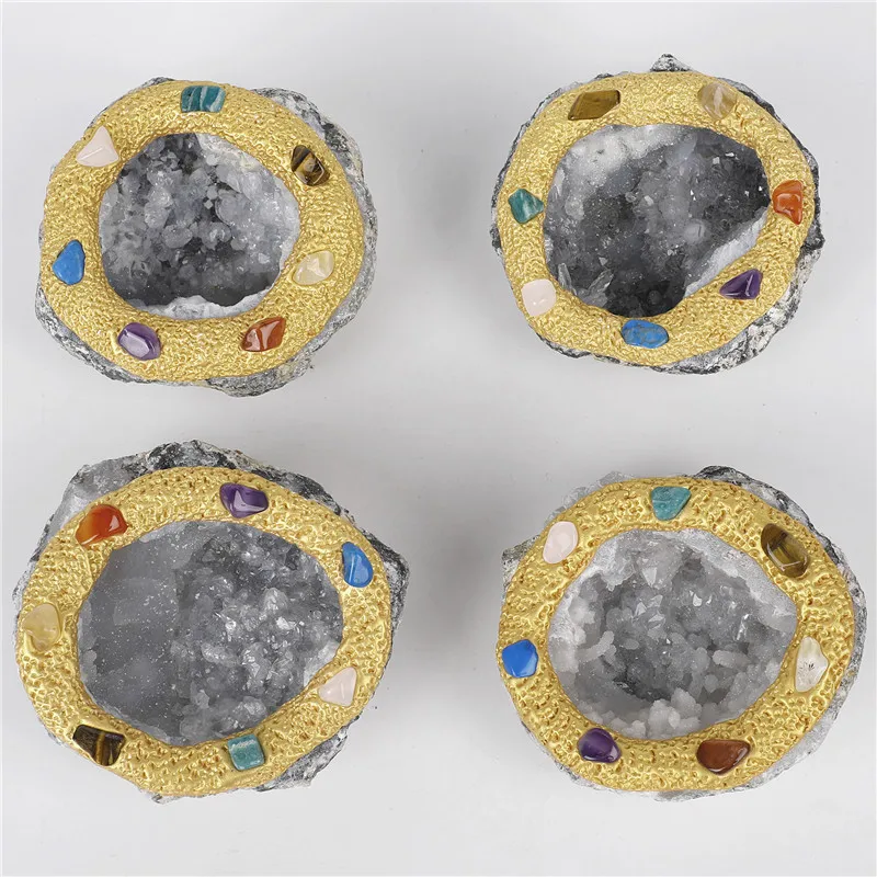 Hot Sale 7 Chakra Energy Natural Stone Crystal Geode Quartz Cluster Home Desktop Decoration