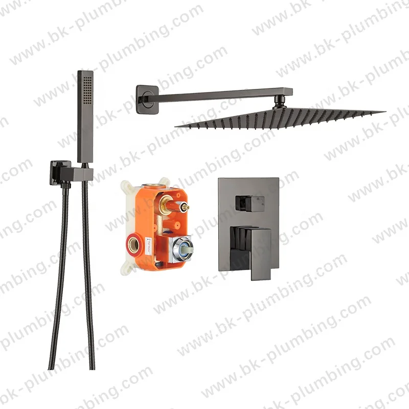 Hiqh quality square In-wall mixer faucet Mattel black Round Thermostatic Faucet mixer tap