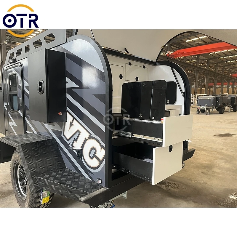 Hot Sale Factory Direct   12Ft Aluminum  Camper Caravan Travel Trailers With Bathroom  4X4