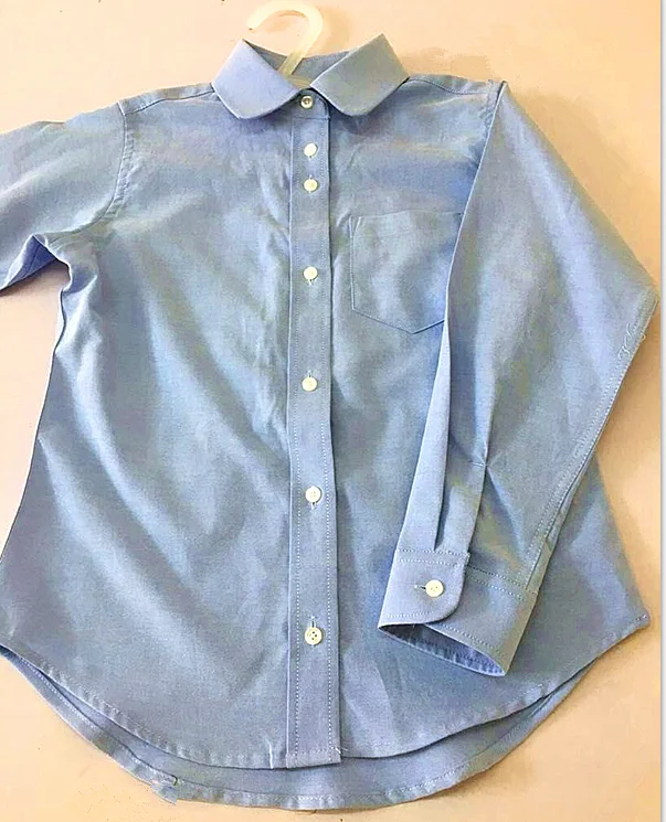 Новинка от производителя, стильная школьная форма из ткани Оксфорд с круглым вырезом и длинным рукавом, платье-рубашка, блузка