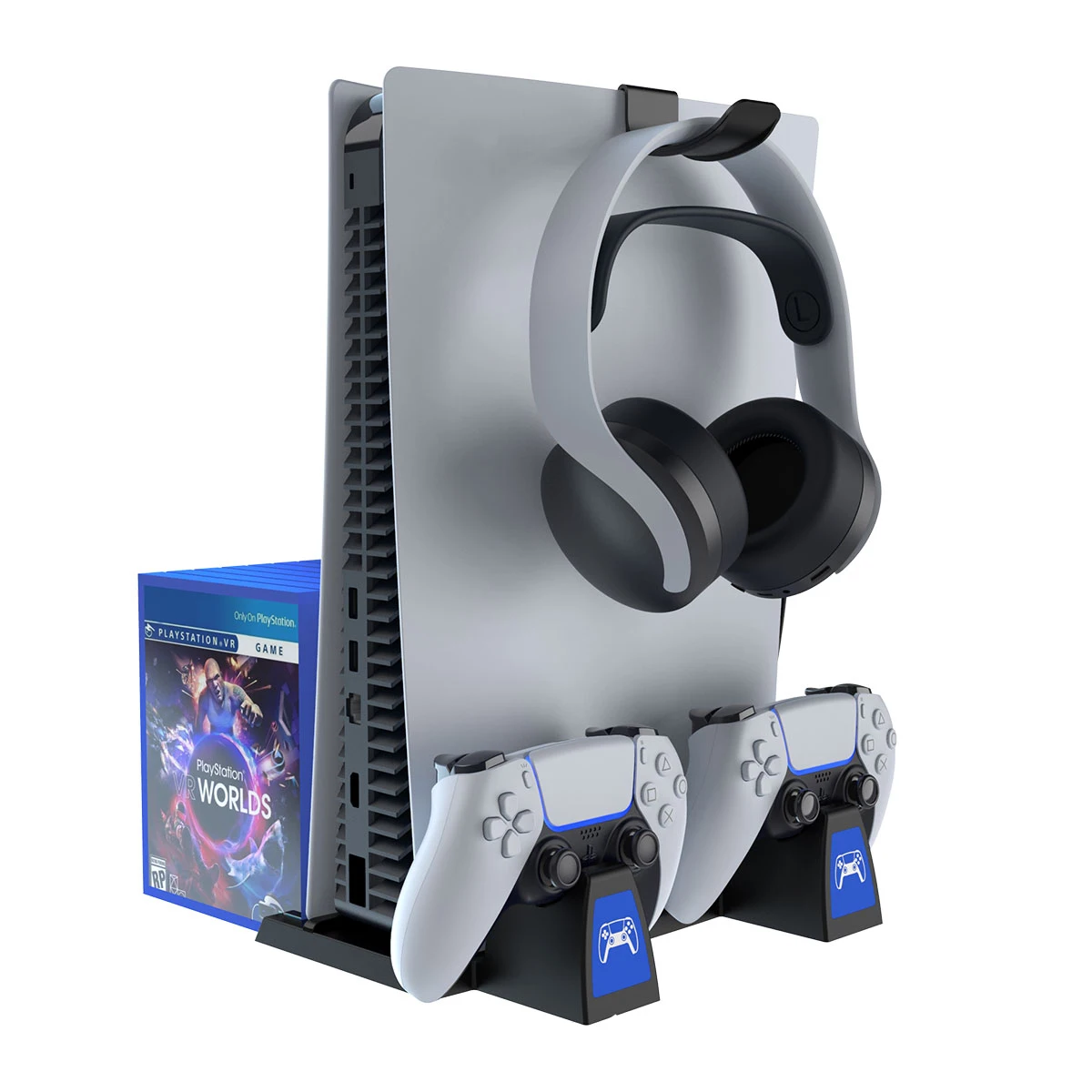 IPEGA-Fast charging PS5 gamepad multi-function charging base, suitable for PS5 game accessories, with headset CD storage