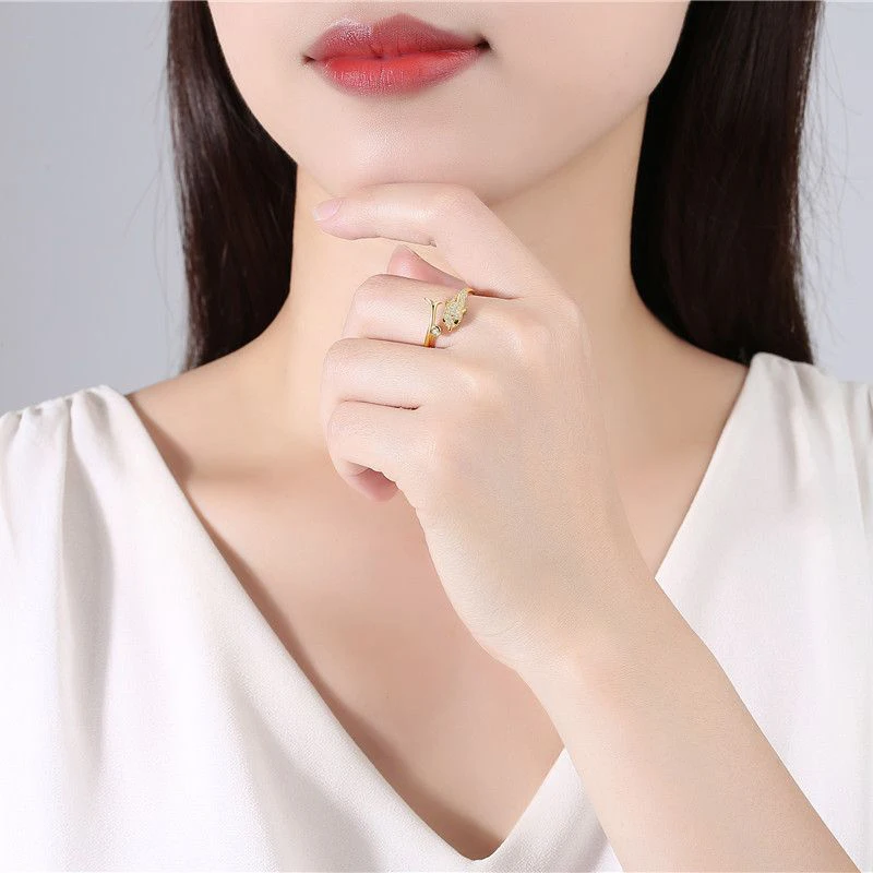 Personal customization OEM&ODM gold plated 3A zircon dolphin animal 925 silver ring fashion jewelry