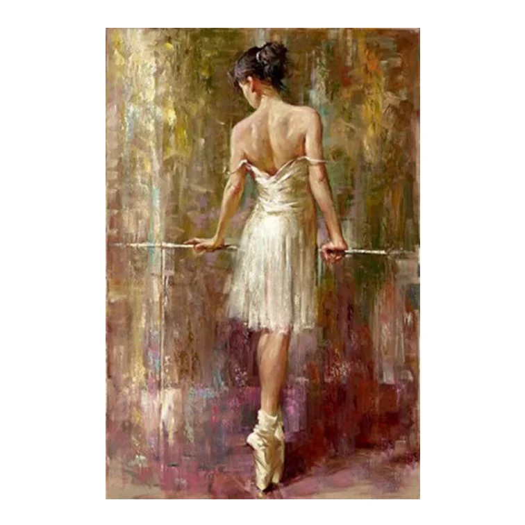 100% Real Hand Painted Beautiful Ballet Girl Oil Painting on the Canvas by Professional Artist for Home Wall Art Decor
