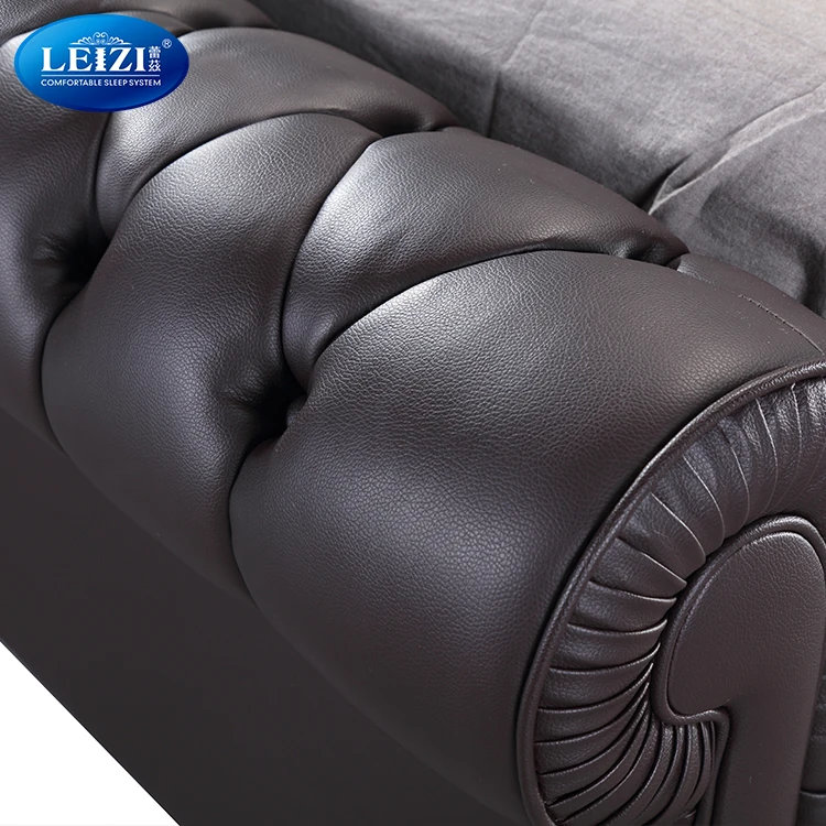 Rolled and Button-Tufted king size bedroom furniture wood bed