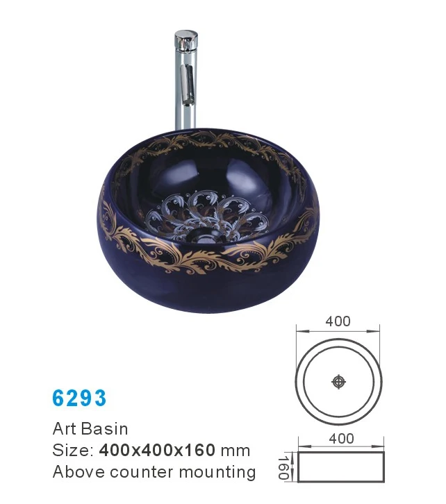 Luxury Style Art Basin Royal Style Sanitary Ware Ceramic Basin Modern Design Gold Basin Sink Decorate Bathroom