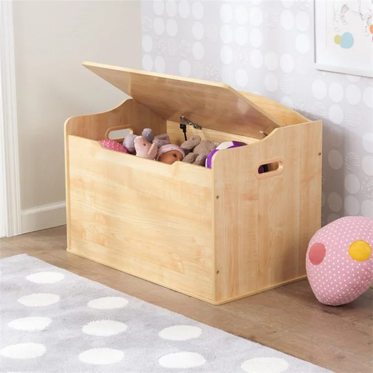 Wooden Toy Box Bench with Safety Hinged Lid Storage Trunk Case Lift Top Wood Toy pine wood box