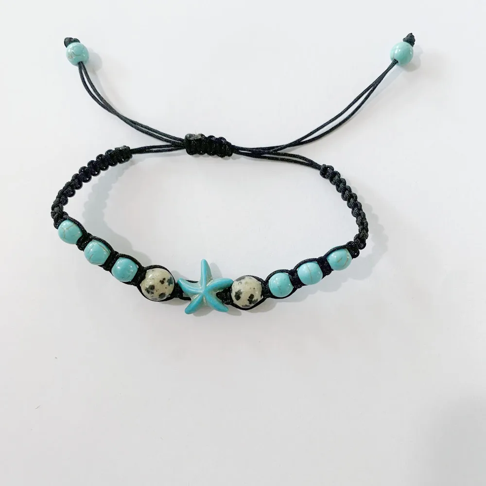 Hawaii Beach Sea Turtle Starfish Dolphin Fish Animal Bracelet Natural Turquoise Braided Friendship Bracelets
