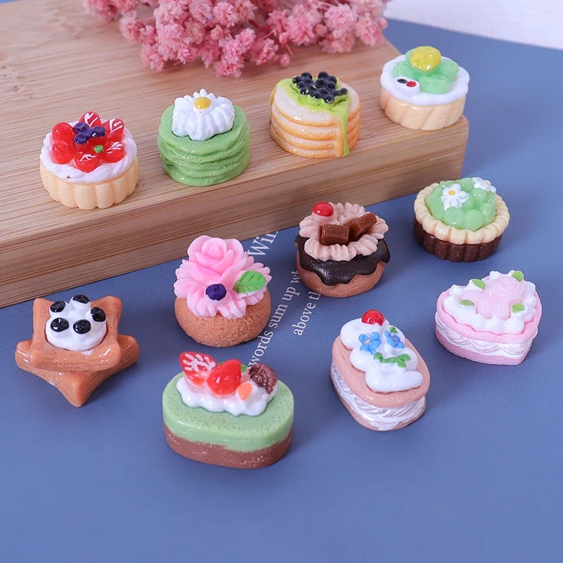 Miniature simulation food play rose fruit cake dessert cream glue diy jewelry resin refrigerator sticker toys blind bags