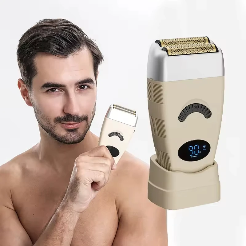 Suttik LK-2206 Waterproof Retro LCD Display Rechargeable Mini Electric Shaver With Base Charging Pocket Size For Men