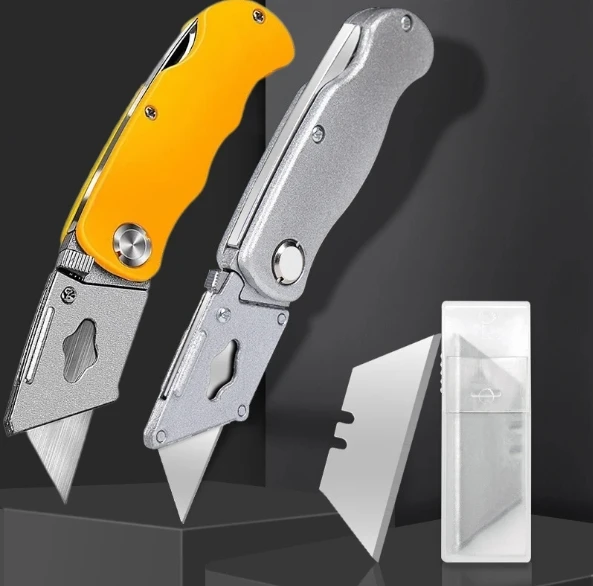 Utility Knife Electrician Retractable Sharp Cut Heavy-duty Folding Knife Aluminum Plastic Handle Blade With Lock Portable Set