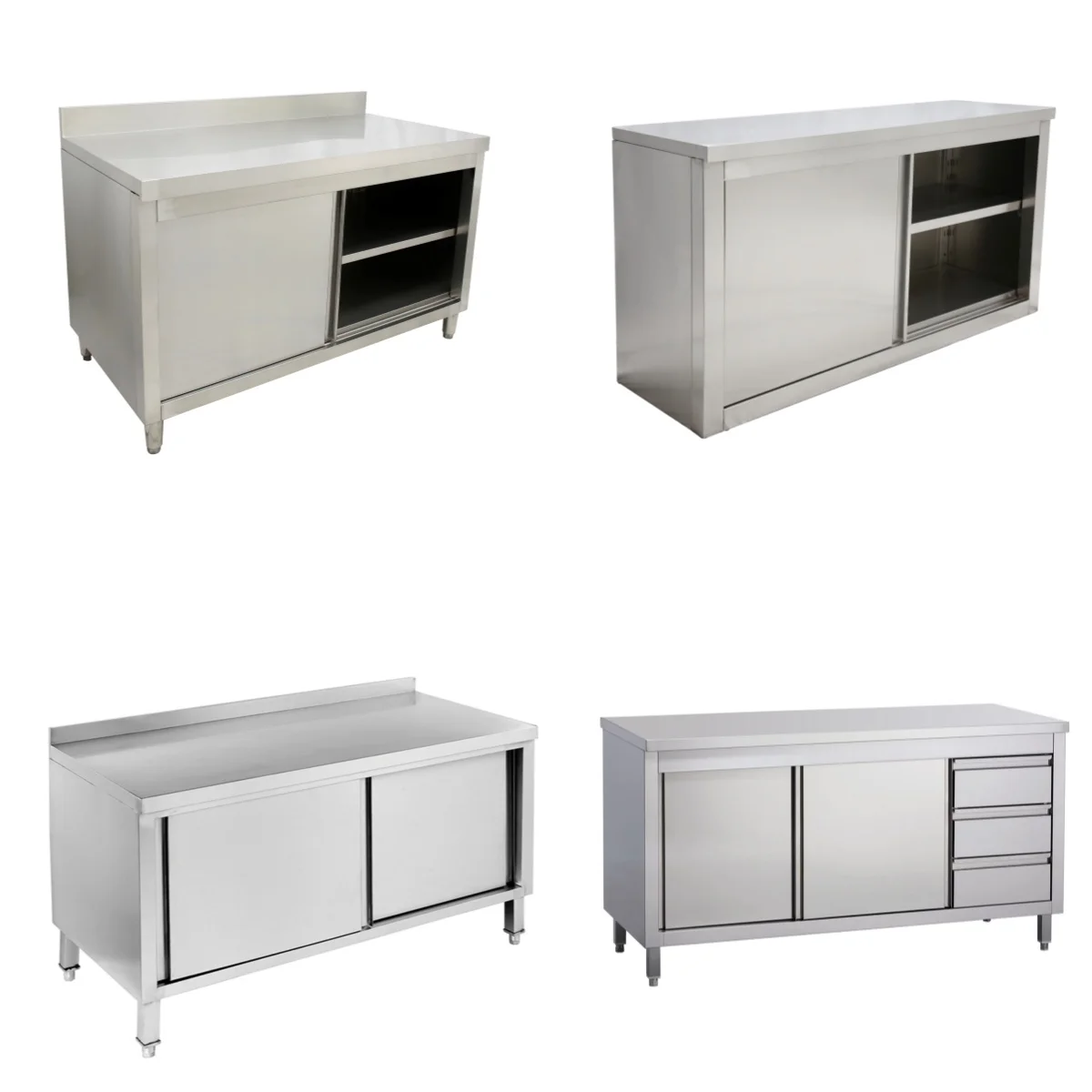 Commercial Kitchen Cabinets Accessories Coffee Table Stainless Steel Work Table With Drawers Sliding Doors
