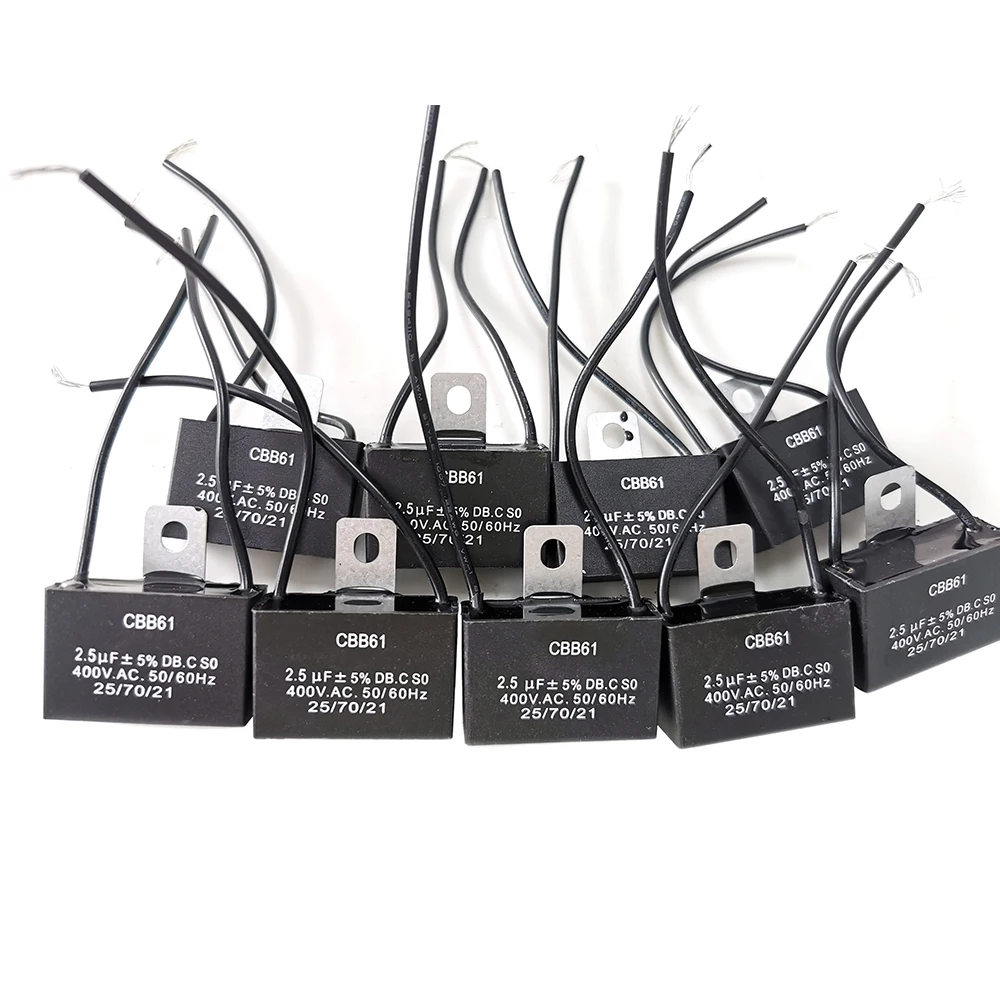 Cbb61 1.0/1.2/1.5/1.8/2.0/2.5/3.5/4.0 UF 450V AC Floor Desk Table Fan Motor Run Film Capacitor