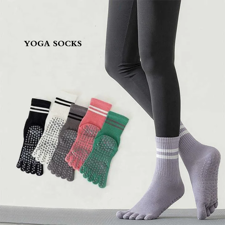 High Quality Five Toe Non-Slip Grip Socks Women Anti Non Slip Pilates Five Finger Yoga Socks