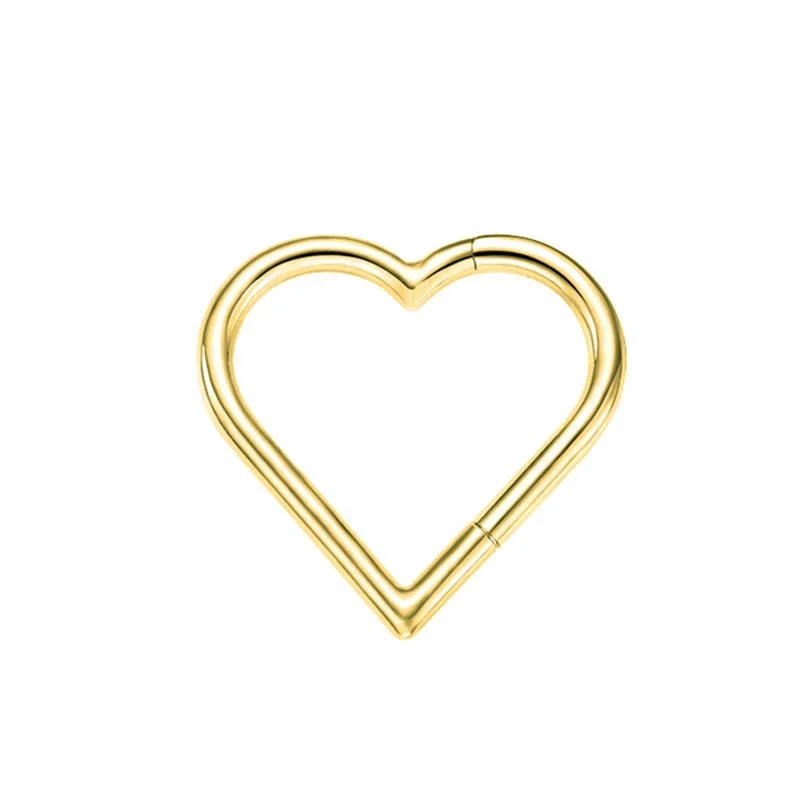 Zoor Wholesale Titanium Heart-Shaped Earring Hinged Segment Hoop Body Piercing Jewelry with PVD Plating Fashion & Classic Style