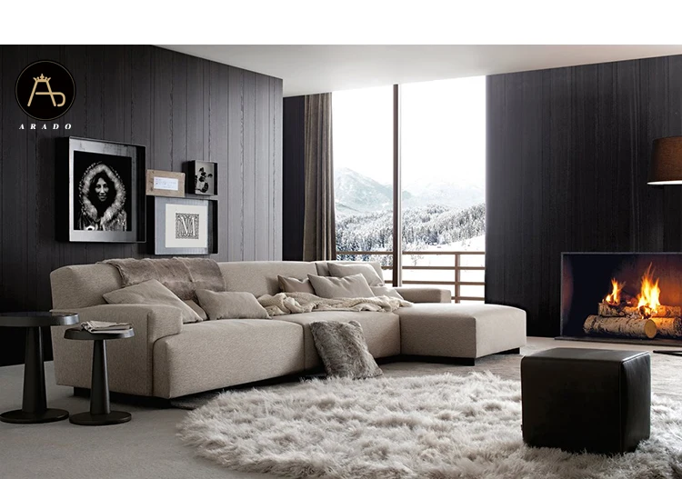  italian style comfort fashionable living room feather filling l shape modern fabric