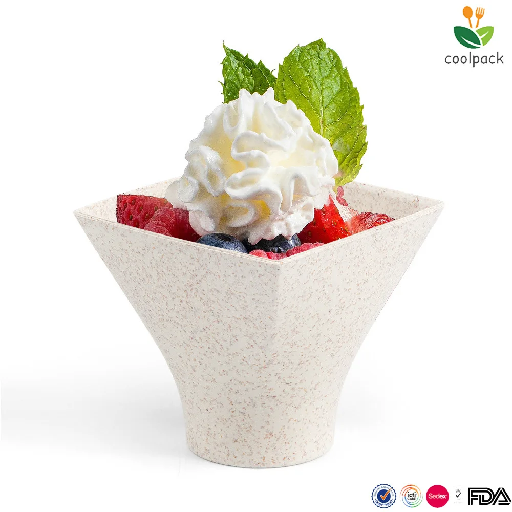 Degradable 75 ml 2.5 oz square round bottom cake dessert mousse cup