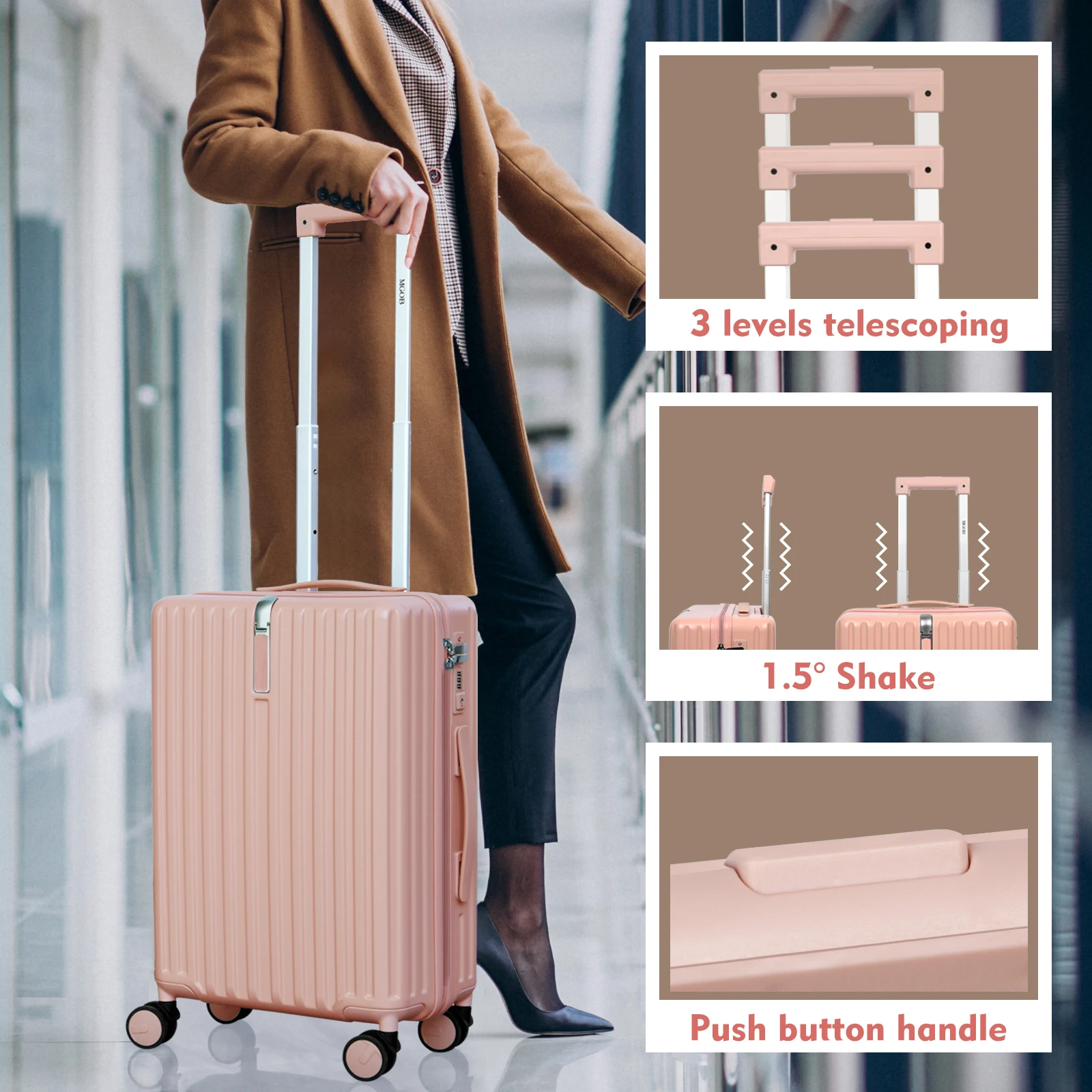 MGOB 2023 оптовая продажа новый пк багаж 3 шт. наборы чемодан сумки тележка дорожный пк чемодан