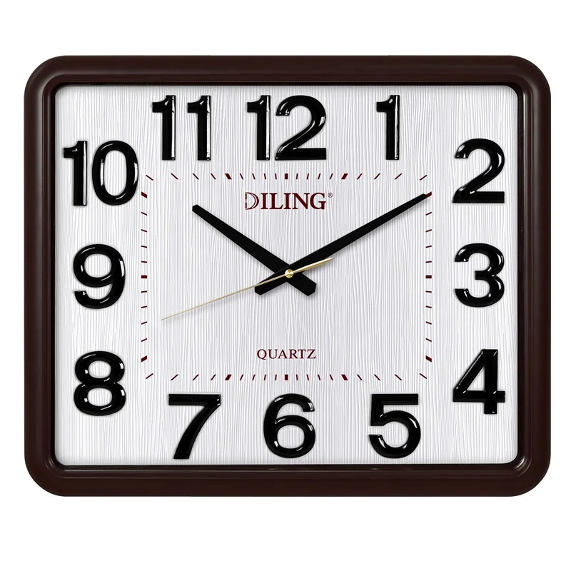 DILING large square hanging clock plastic silent decorative 3d face garden clock digital oversized quartz wall clocks