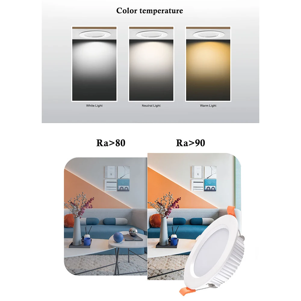 CE Certified Wholesale Price 4inch 9W Full Spectrum SMD Chips DANS HDL 3CCT Ceiling Downlight Selected by Wall Switch