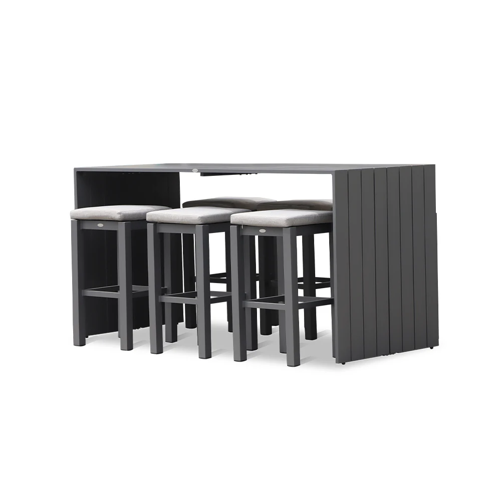 aluminum outdoor bar counter table and chair set stool accessories garden resort hotel bar furniture